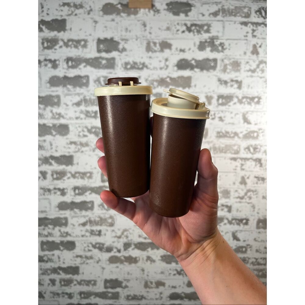 Tupperware | brown salt and pepper spice shakers set